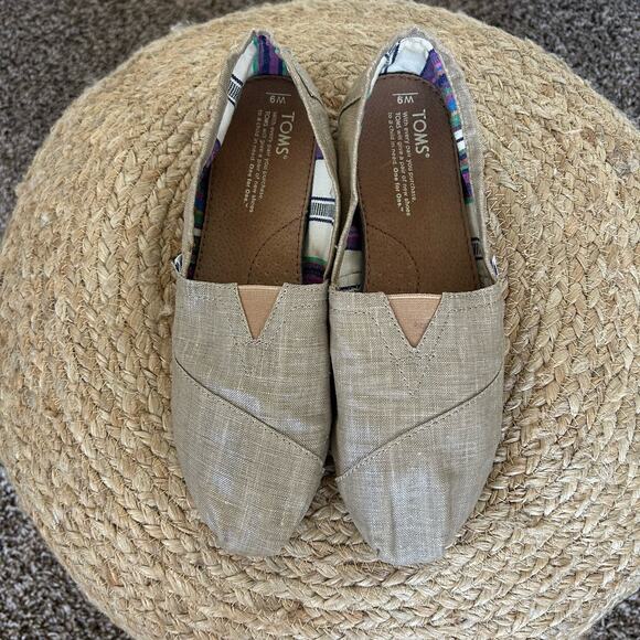 TOMS Natural Metallic Alpargatas Burlap Espadrilles size 9 - Picture 10 of 12